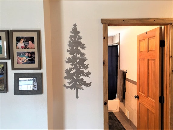 Evergreen Tree Metal Wall Art Aluminum Handmade Unique Home Decor Trees Foliage Forest Mountains Outdoor Rustic Nature Lover Fan Gift Idea