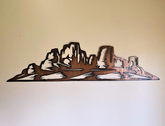 Arizona, Phoenix Arizona Mountain art. Arizona metal wall art. Rustic desert scene. Tucson Decor. Mesa Arizona Decor. Gift for hiker