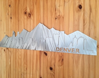 Metal Denver Colorado Skyline Wall Art: Rocky Mountain Range, Cityscape Decor