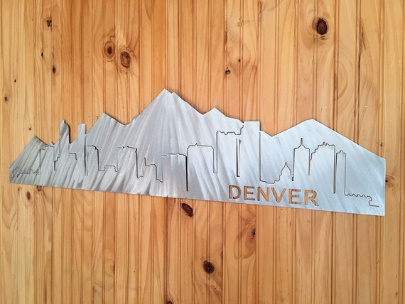 Denver Colorado Skyline Metal Wall Art Foothills City Life Rocky Mountain Range Buildings Mt. Elbert Mile High Artwork Home Decor Den Office