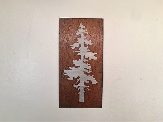 Pine Tree Artwork. Metal Wall Art. Colorado artist. Rustic wall hangings. Touch of modern. Framed pine tree. Gift for her. Anniversary