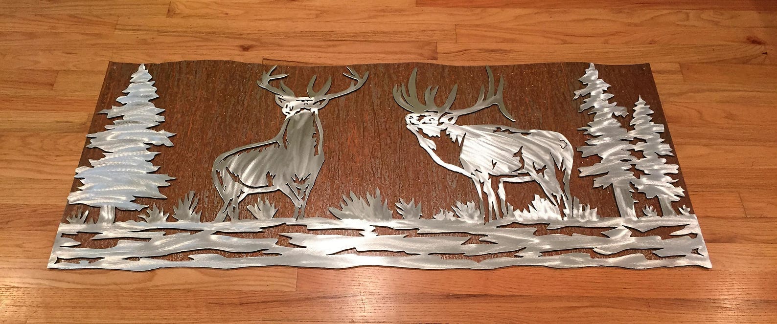 Elk artwork. Metal wall art Nature scene Wildlife Forest Etsy