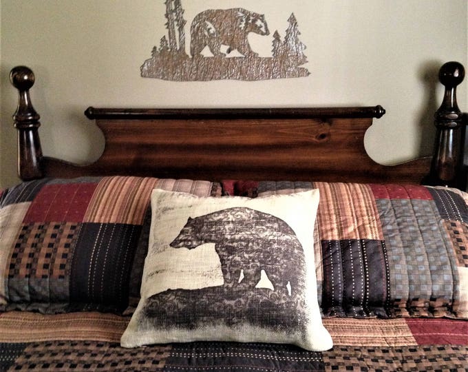 Nature Inspired Mama Bear Home Decor Rustic Metal Wall Art Wilderness Outdoors Wildlife Lover Gift Kitchen Backsplash Bathroom Den Artwork