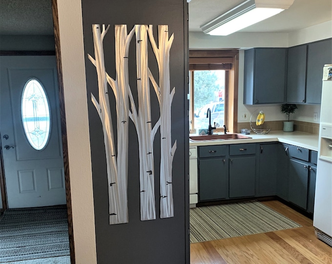 Large Aspen Trees Metal Artwork. 4ft metal wall art. Colorado decor. Ski cabin decoration