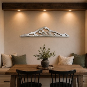 Mount Rainier Metal Wall Art | Washington Mountain Decor | Pacific Northwest Artwork | Brushed Aluminum Wall Hanging