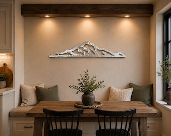 Mount Rainier Metal Wall Art | Washington Mountain Decor | Pacific Northwest Artwork | Brushed Aluminum Wall Hanging