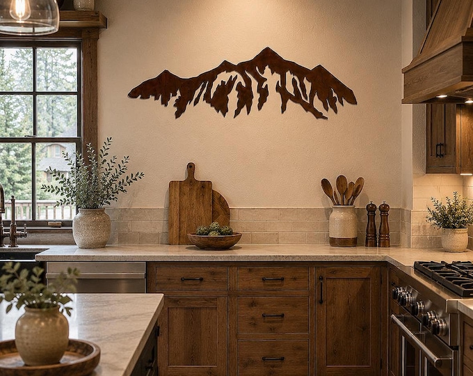 Breckenridge Mountain Wall Art | Ski Lodge Decor | Colorado Mountain Decor | Rustic Steel Mountain Range | Cabin Wall Art | 4ft