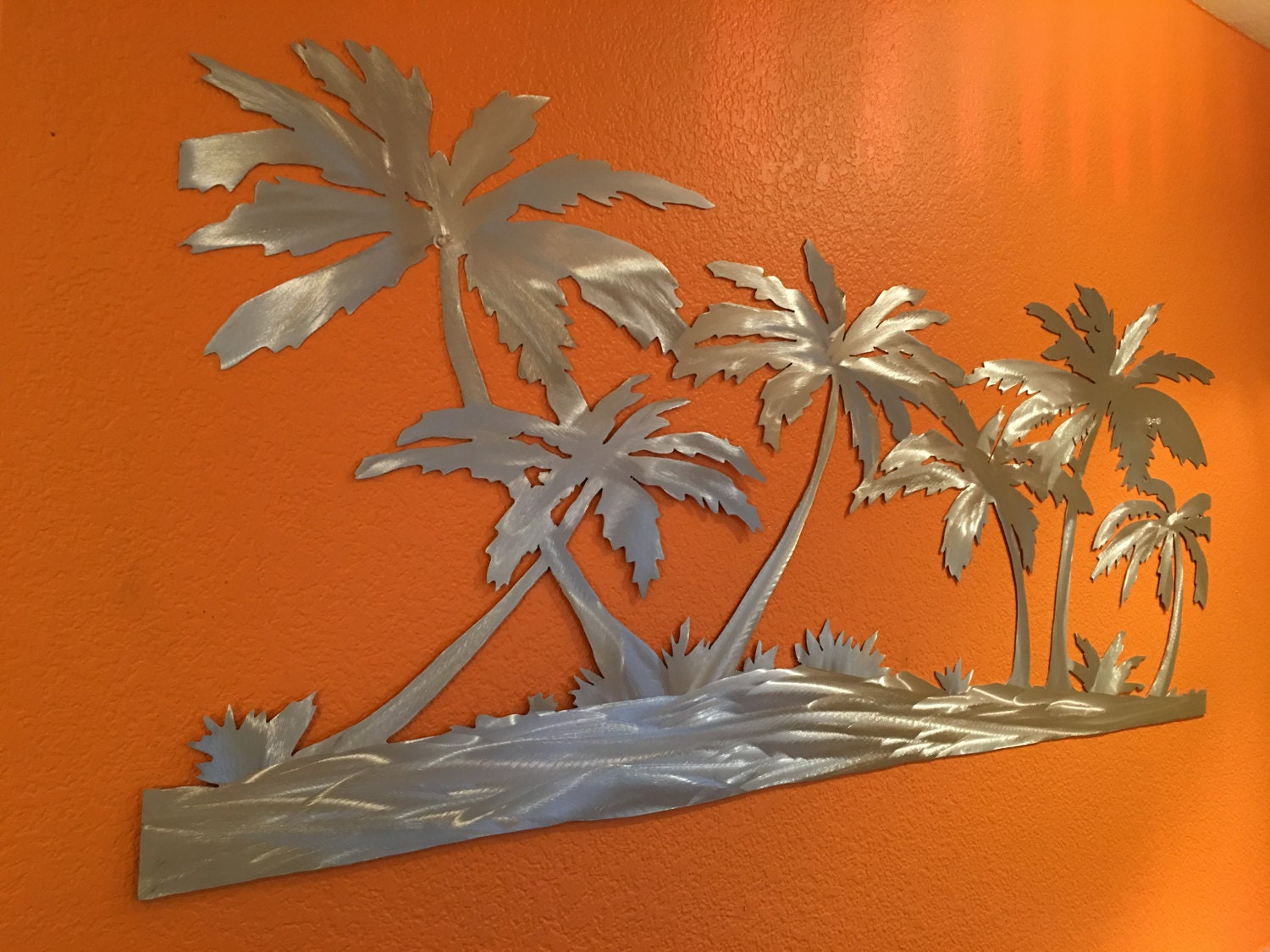 Palm Trees On Beach Metal Wall Artwork Hand Cut Unique