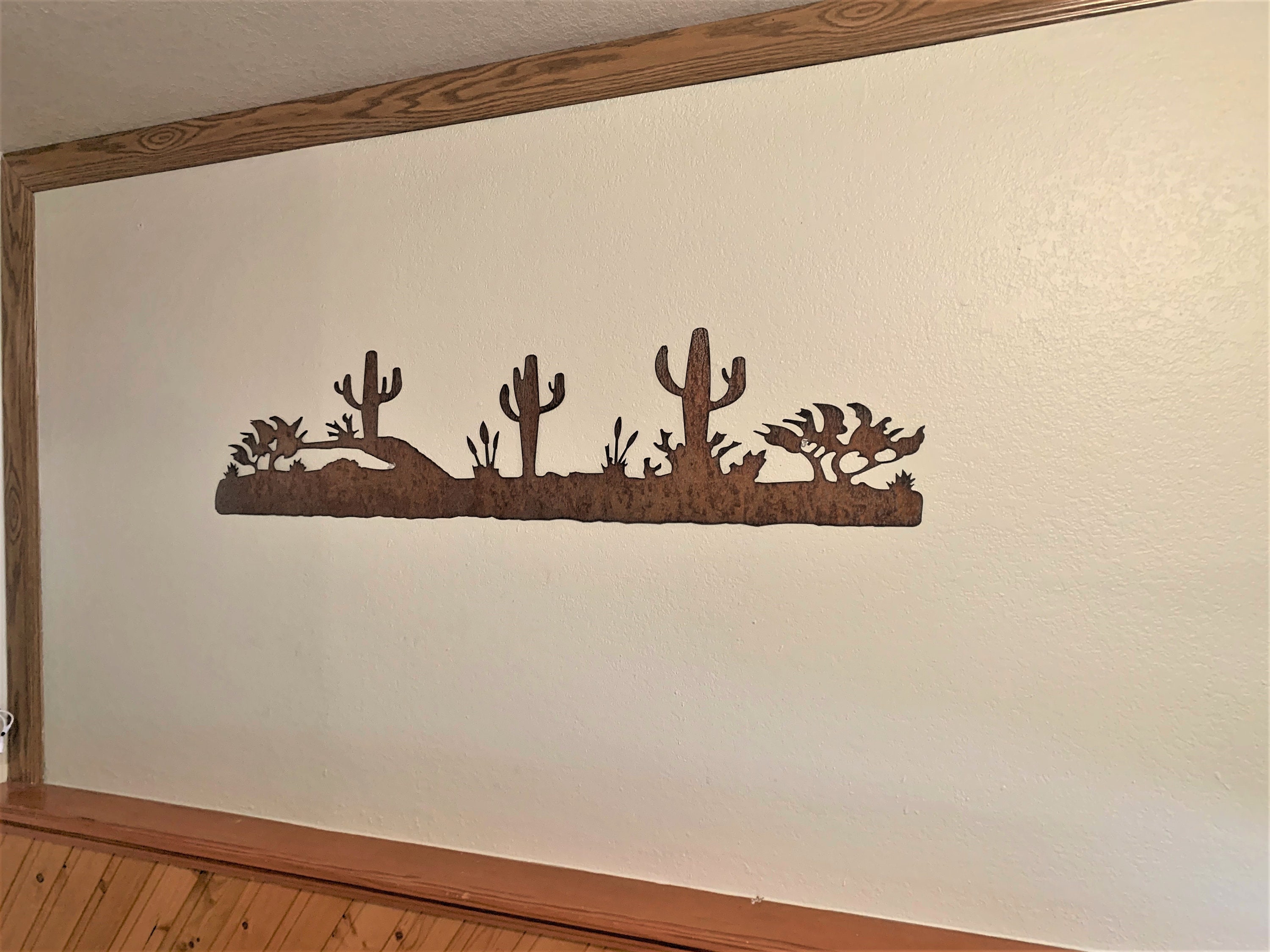 Arizona wall art. Rustic desert scene. Cactus artwork. Sonoran desert