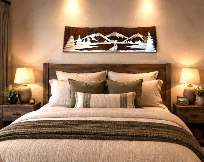 Lake Tahoe Metal Wall Art | Tahoe Cabin Decor | Sierra Nevada Mountain Art | Rustic Steel & Aluminum Lake House Decor | 4ft