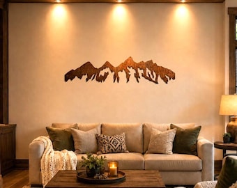 Grand Tetons Metal Wall Art | Wyoming Cabin Decor | Rustic Mountain Wall Art | 4ft