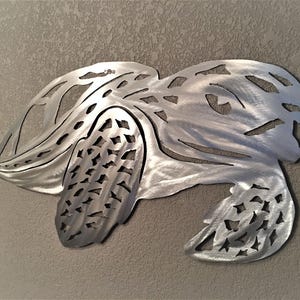 Metal Wall Art Sea Turtle Undersea Creature Scuba Diving Snorkeling Swimming Boating Beach House Ocean Cottage Vacation Garden Artwork Gift image 1