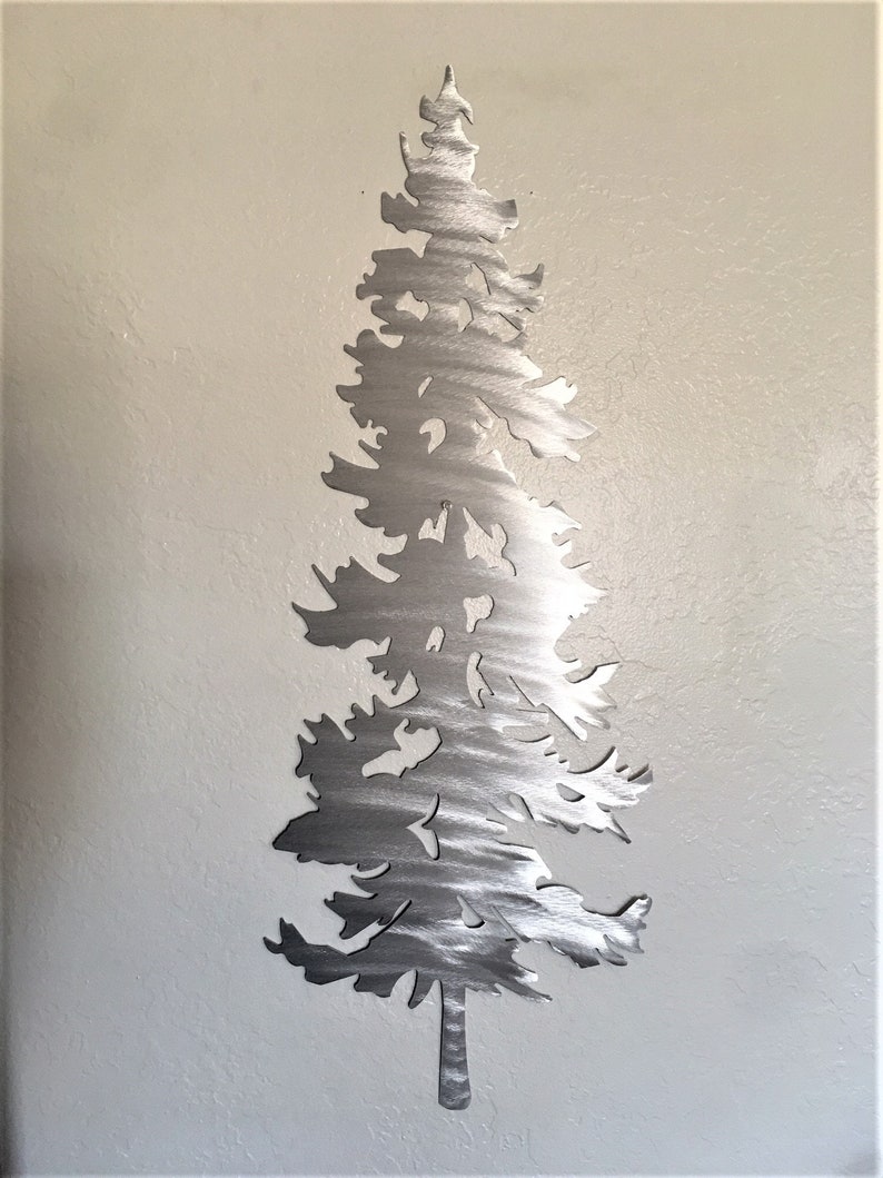 Metal Wall Art Evergreen Tree Mountains Forest Trees Foliage Etsy
