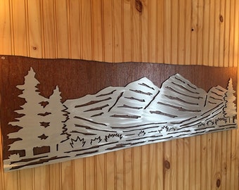 Maroon Bells Art. Colorado Mountain. Metal Wall Art. Hiking Artwork. Aspen Home. Colorado Decor. Hikers art, Camping. Wilderness