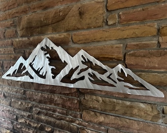 Mammoth Mountain Metal Wall Art | California Mountain Range Decor | Brushed Aluminum Landscape | Ski Resort Wall Art | Cabin Home Decor
