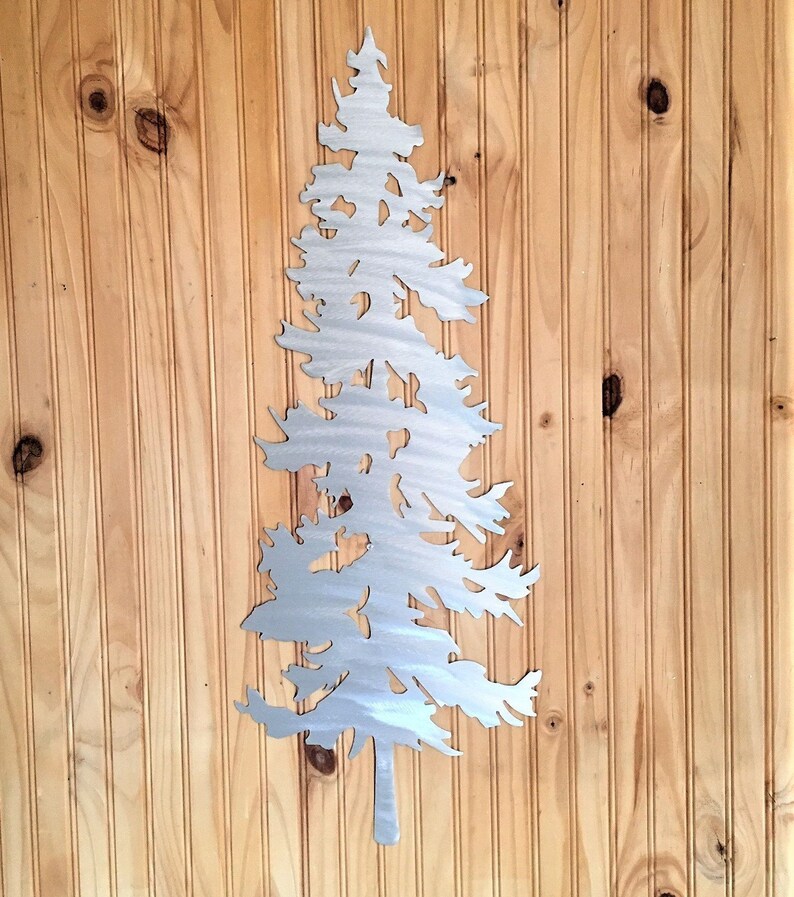 Metal Wall Art Evergreen Tree Mountains Forest Trees Foliage Etsy