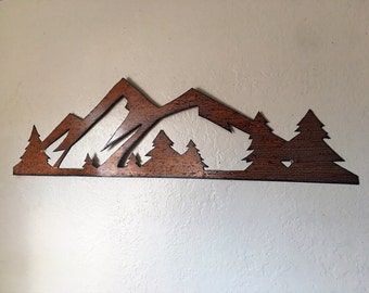 Mountains Colorado Rocky Mountain National Park 3 Ft Metal Wall Art Estes Park CO Hand Cut Handmade Mountains Trees Evergreens Fun Gift Idea