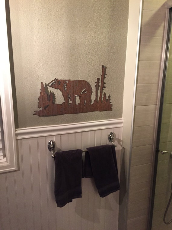 Bear mountain metal art. Brown bear in rustic steel