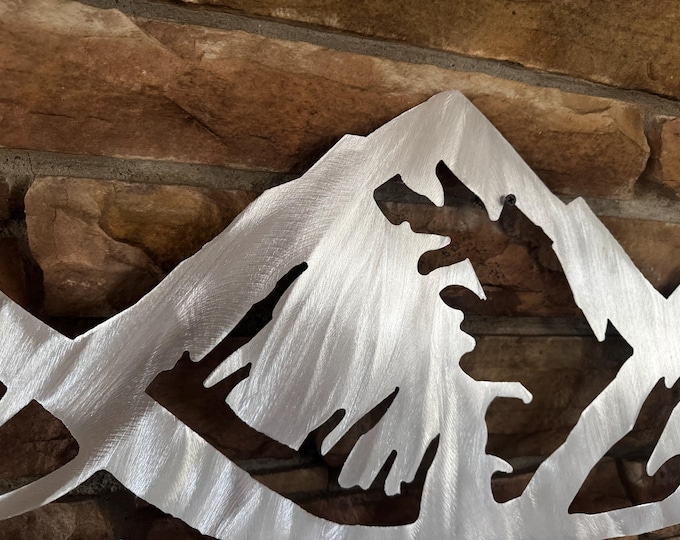 Mammoth Mountain Metal Wall Art | California Mountain Range Decor | Brushed Aluminum Landscape | Ski Resort Wall Art | Cabin Home Decor
