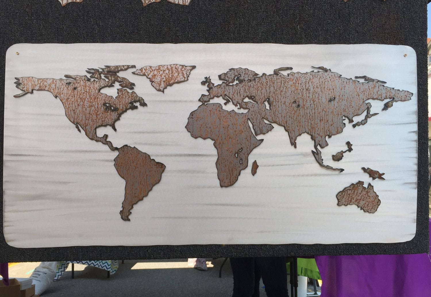 World Map Wall Art / Office Decor / Cubicle Decoration / Gift for Boss