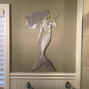 Mermaid Metal Wall Art with Starfish