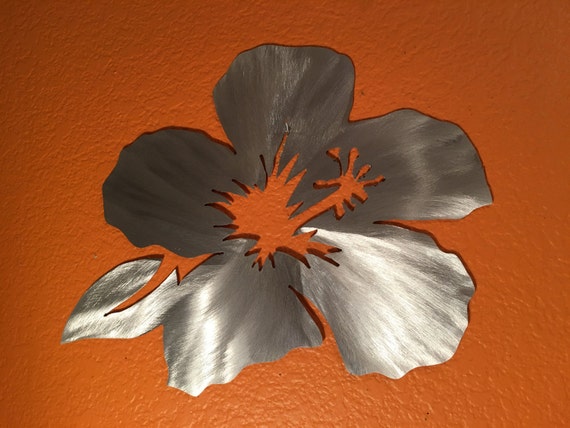Hawaiian Hibiscus Flower Metal Wall Art Hawaii Tropical Artwork Maui Honolulu Outside Patio Decor Vacation Birthday Anniversary Gift Idea