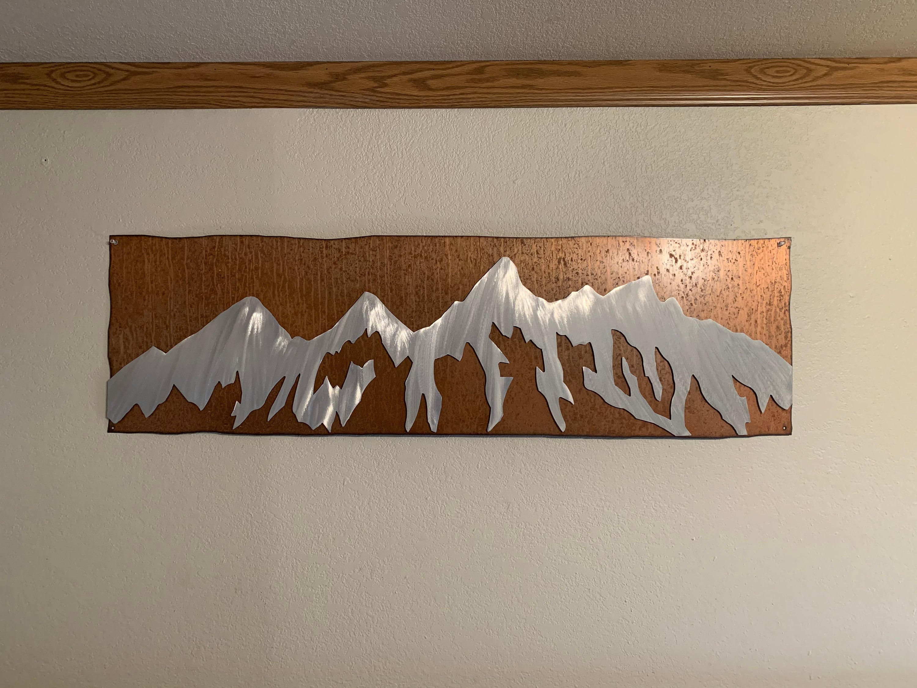 Wyoming Mountain Art Rustic Metal Wall Art Grand Tetons Etsy