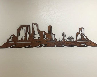 Sedona Desert Wall Art – Arizona Red Rock and Cactus Metal Artwork – Rustic Canyon and Southwest Home Decor
