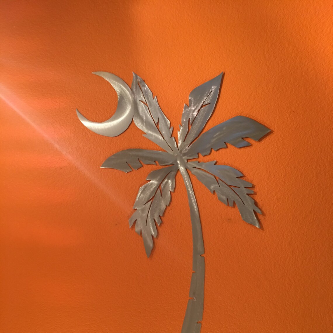 Palm Tree Half Crescent Moon Metal Wall Art Palmetto Tropical Etsy Canada