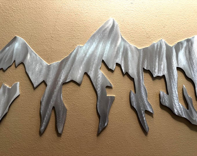 Grand Teton National Park Metal Wall Art – 3 Ft Wyoming Mountain Range – Jackson Hole Cabin and Lodge Decor