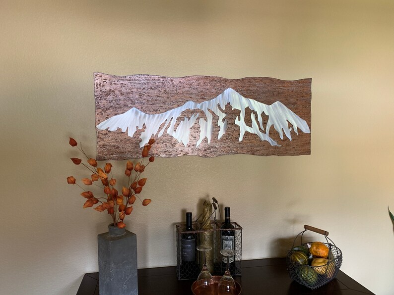 Mountain range Metal wall art Colorado mountains. Kitchen Etsy