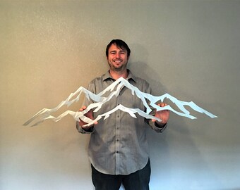 Aspen Ski Resort Metal Wall Art | 4 Ft Brushed Aluminum Mountains | Aspen Colorado Mountain | Gift for Skiers and Snowboarders