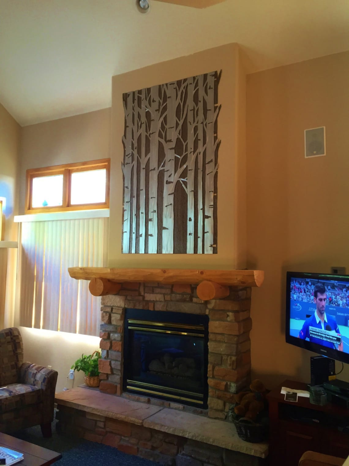 Extra Large wall art aspen trees metal art above fireplace Etsy
