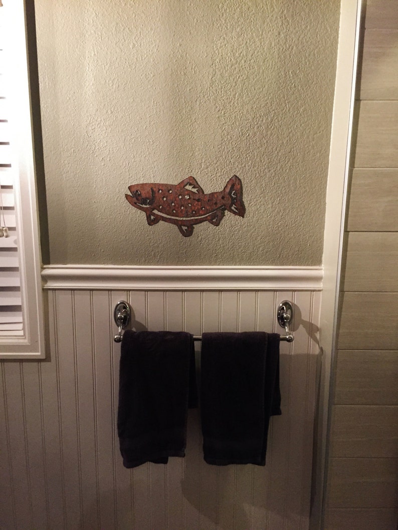 Brown Brook Trout Wall Art Rustic Metal Fish Decor Fly Fishing Etsy