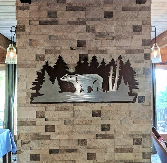 Bear wall art. Metal wall art, Log cabin, Cottage decor, Forest, Nature lover gift. Handmade in Fort Collins Colorado, Hiking