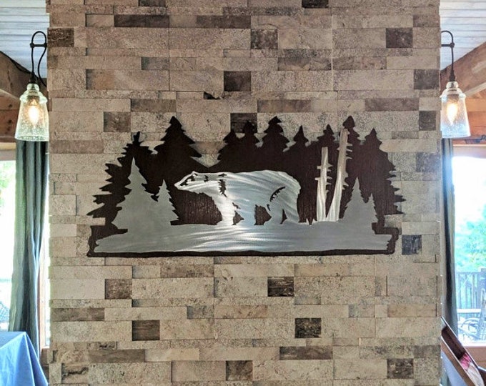 Bear wall art. Metal wall art, Log cabin, Cottage decor, Forest, Nature lover gift. Handmade in Fort Collins Colorado, Hiking