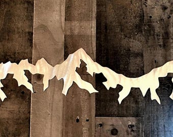 4ft Sierra Nevada mountain range in silver aluminum. California metal wall art perfect for cabins, Yosemite lovers, and mountain homes