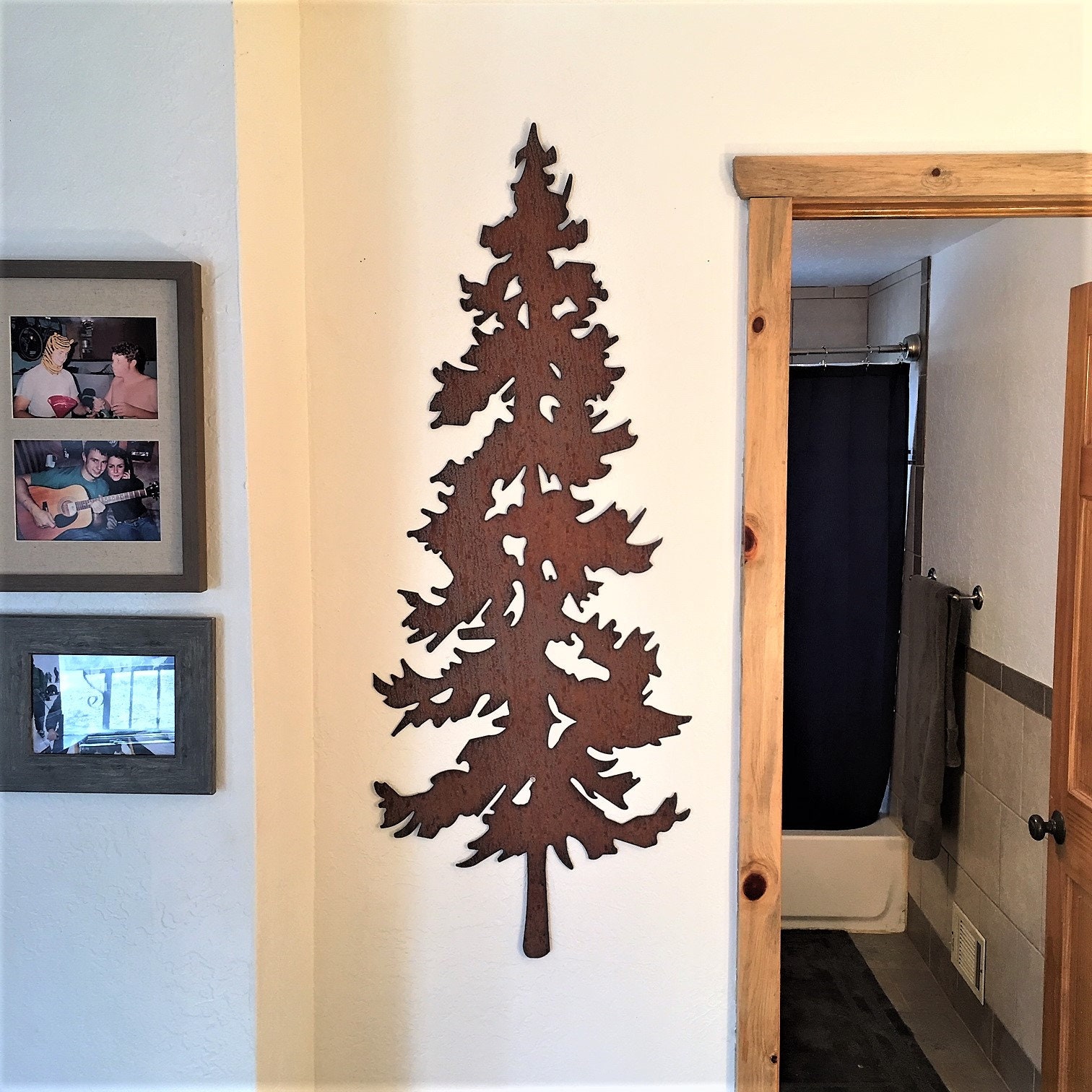 Steel Evergreen Tree Metal Wall Art Copper Rust Brown Color Leaves Trees Forest Modern Artwork ...