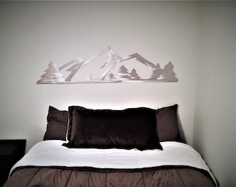 5 ft. Rocky Mountain National Park. Metal Wall Art. Estes Park Colorado. Hand cut mountain range with evergreen trees. Living room / kitchen