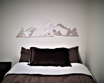 Rocky Mountain Wall Art from Estes Park Colorado. Hand cut mountain range with evergreen trees