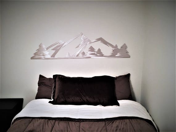 5 ft. Rocky Mountain National Park. Metal Wall Art. Estes Park Colorado. Hand cut mountain range with evergreen trees. Living room / kitchen