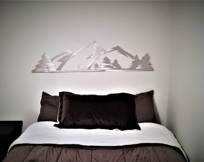 5 ft. Rocky Mountain National Park. Metal Wall Art. Estes Park Colorado. Hand cut mountain range with evergreen trees. Living room / kitchen