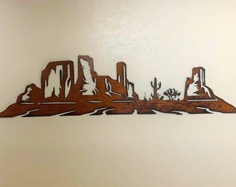 Sedona Desert Wall Art – Arizona Red Rock and Cactus Metal Artwork – Rustic Canyon and Southwest Home Decor
