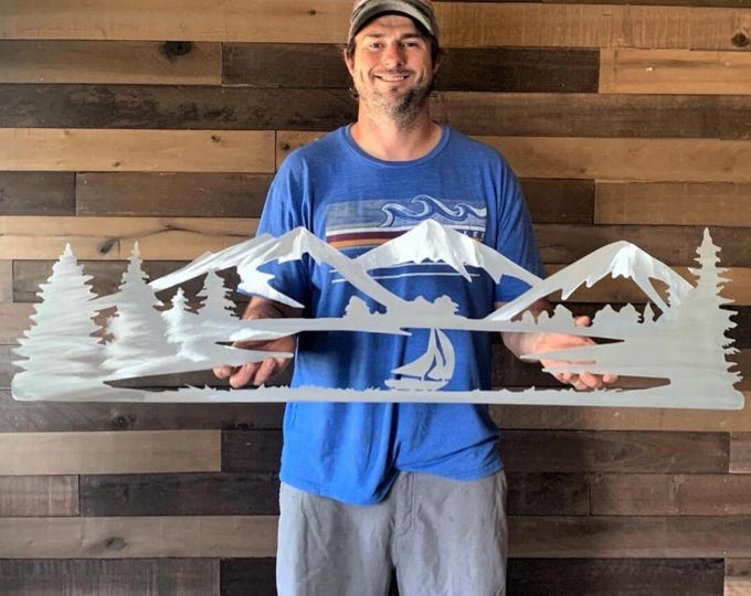 Lake Tahoe Metal Wall Art | Tahoe Cabin Decor | Lake House Wall Decor | Sierra Nevada Mountain Art | Handmade Aluminum Artwork