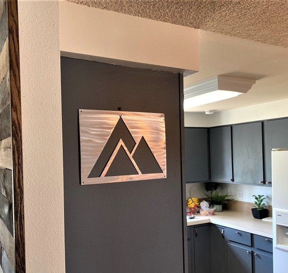Modern Mountain Artwork. Aluminum Metal Wall Art for Kitchen. Ski Resort Art