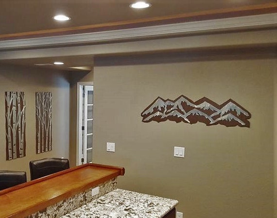 Metal wall art. Outdoor Mountain metal wall art. Colorado mountains made from aluminum and steel, Hand crafted, handmade in Fort Collins