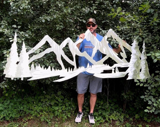 Extra Large Winter Park Ski Resort Metal Mountain Artwork