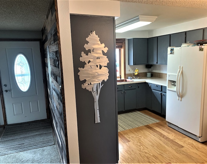 Large aspen tree artwork. kitchen decoration. Forest decor