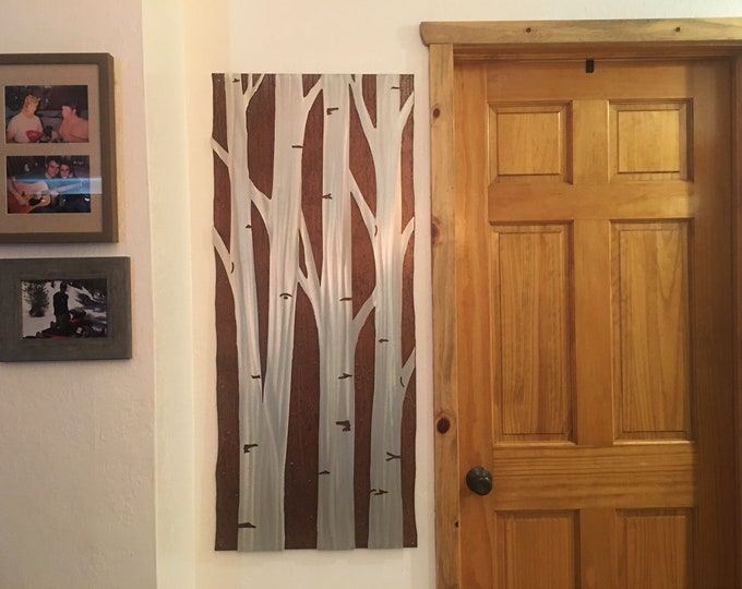 Aspen Tree Metal Wall Art | Rustic Forest Home Decor | Cabin or Bedroom Nature Scene | Handmade in Colorado | Gift for Her