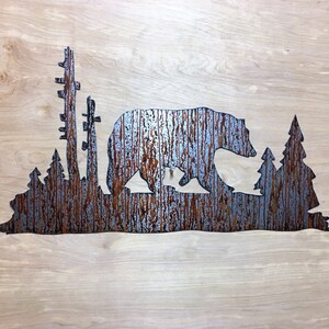 Brown bear metal wall art for Man Cave